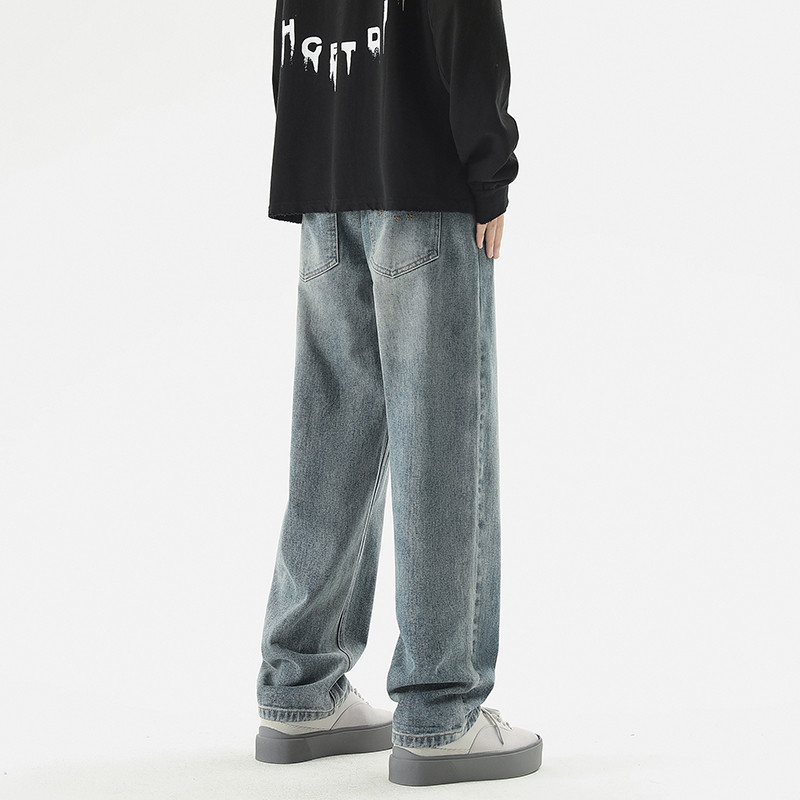 Sügises uued meeste kottis teksad Vintage laia säärega Tänavahip hop Y2K vabaaja teksapüksid sirged püksid mood Korea tänavarõivad