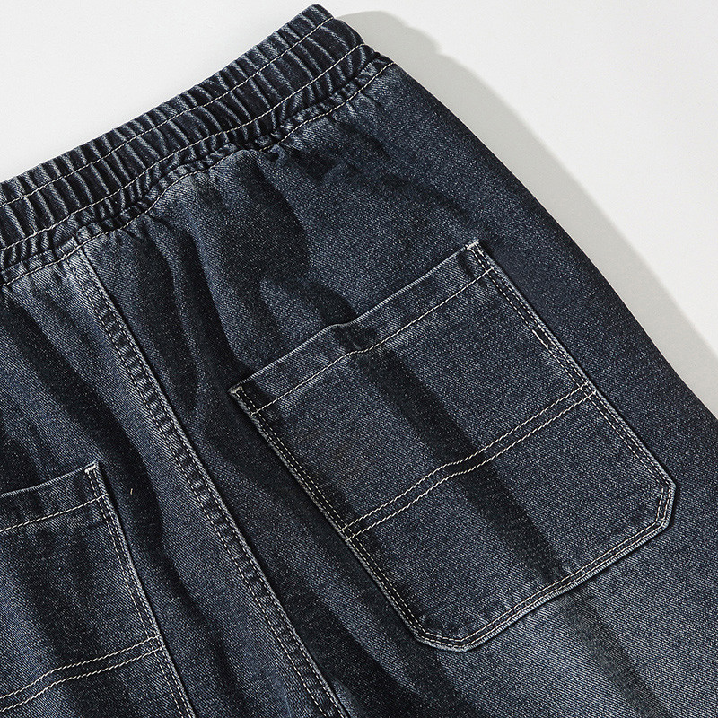 2023. aasta sügisene meeste laia säärega teksad kottis mood tänavarõivad must sinine mood Korea vintage elastne vöökoht teksapüksid