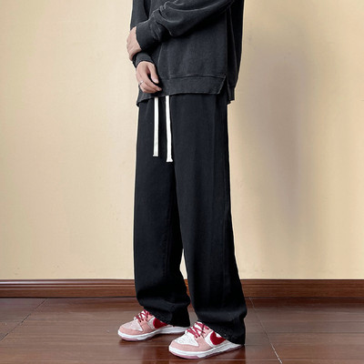 Streetwear Muške široke vrećaste traperice s elastičnim strukom Korejska moda Nove jesenske retro velike traperice Muške hlače s uzicom