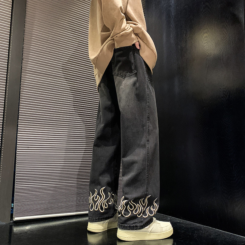 Proljeće 2023. Nova osobnost Vez Muške široke traperice Streetwear Široke ravne traper hlače Muška marka odjeće
