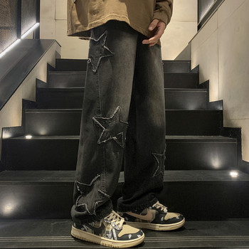 Κέντημα αστεριών ίσιο casual ανδρικό τζιν γοτθικό ουδέτερο Νέο φαρδύ πόδι χαλαρό hip-hop μόδα Νεανικά Streetwear Τζιν παντελόνι Y2K