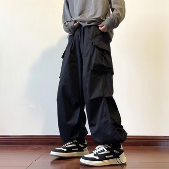 Μαύρο ανδρικό παντελόνι Oversize Παντελόνι High Street Fashion Φαρδύ πόδι Ανδρικό παντελόνι Cargo Streetwear Μόδα Harem Παντελόνι Ανδρικά