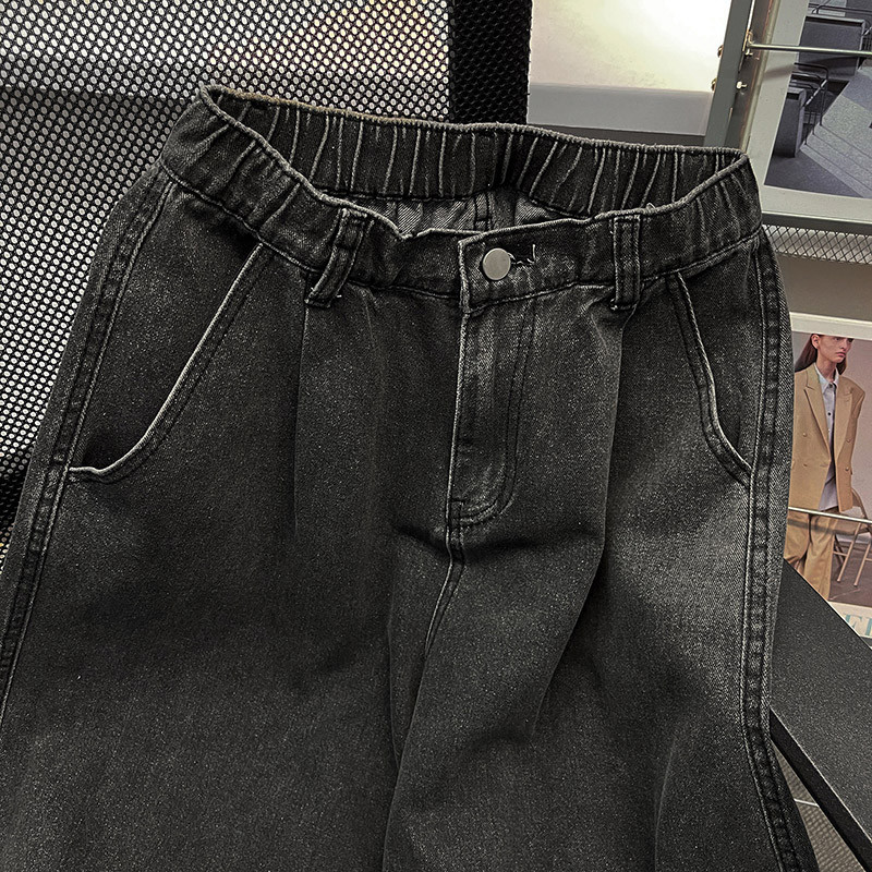2023. aasta uued meeste teksad, mustad elastsed vöökohanööbid, meeste pahkluuni ulatuvad püksid, mood vabaaja teksad, kevadsügis