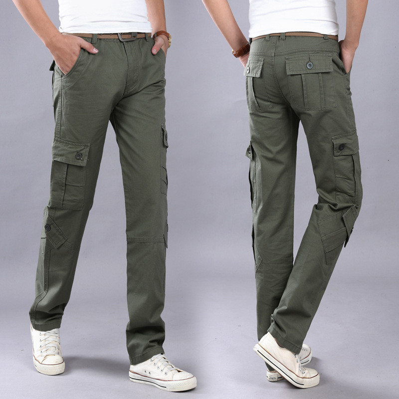 2023. Duge muške hlače od čistog pamuka, ravne široke sportske ležerne hlače s više džepova