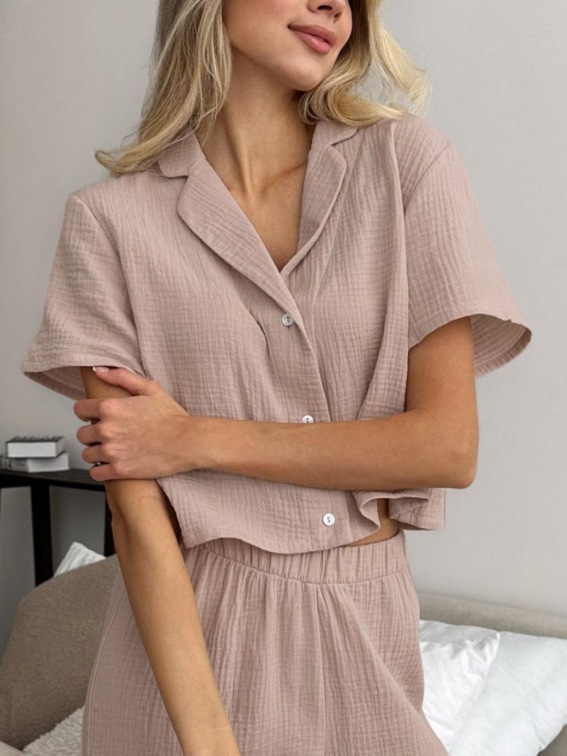 2023. aasta suvemood vabaaja pükskostüüm V-kaelusega lühikeste varrukatega särk kõrge vöökohaga püksid, kaheosaline komplekt naistele 2023. avarad koduriided