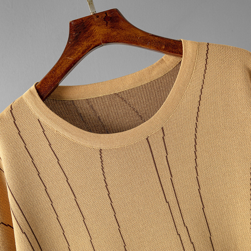 Moodne vabaaja naiste pükskostüüm, suvine uus ümara kaelusega triibuline lühikeste varrukatega särk lahtised laia säärega püksid, kaheosaline komplekt naistele 2023