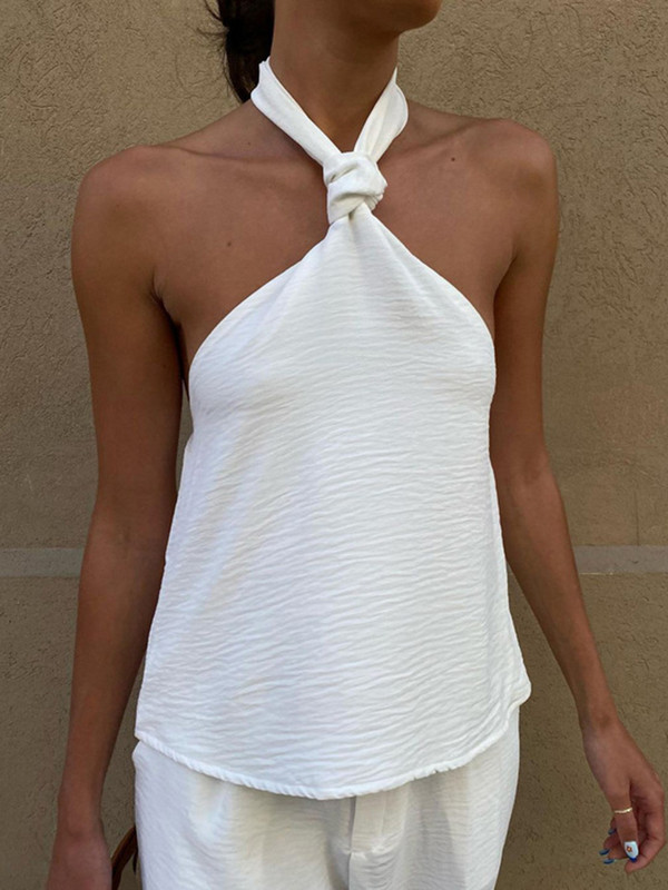 2023. aasta suvi uus seksikas ülikond, päitsete kael, seljata, kõrge vöökohaga püksid, kaheosaline komplekt, naiste vaba vabaaja õhukesed püksid, 2 osa