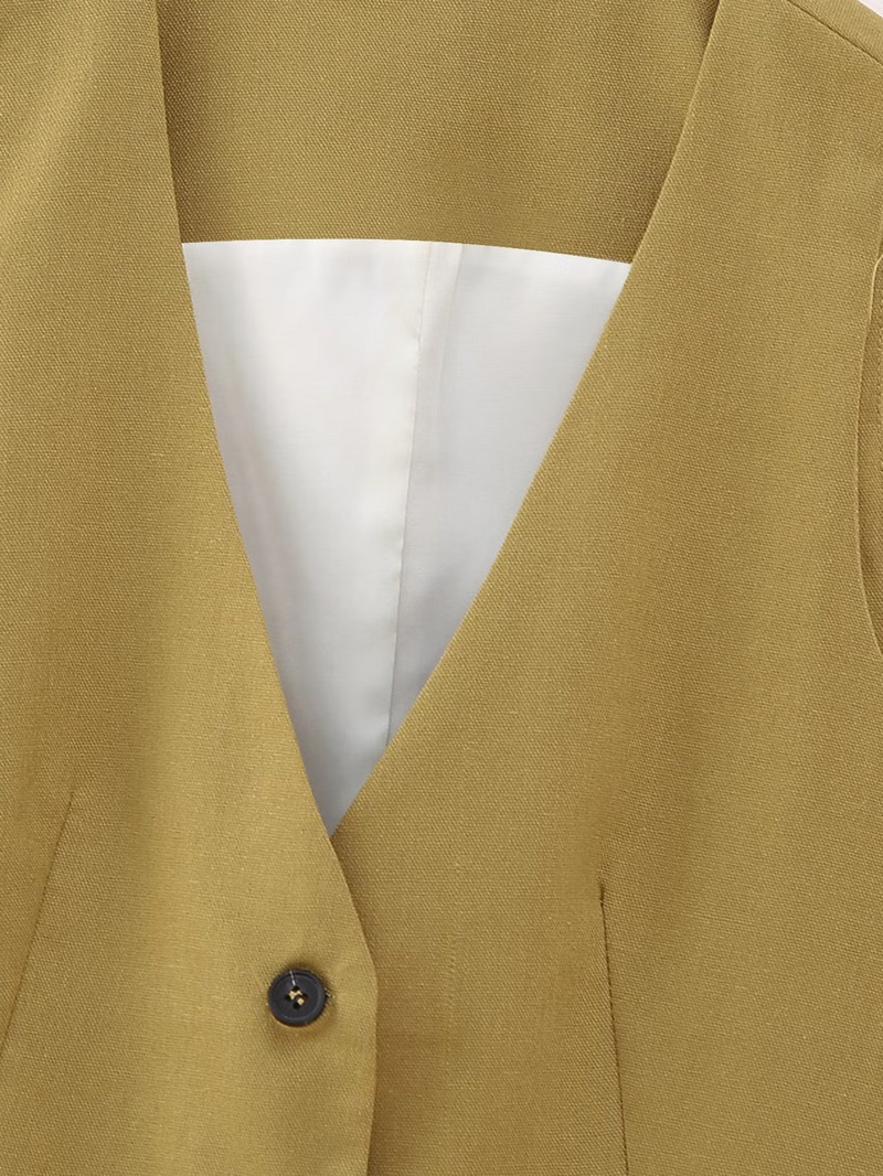 Suvine moepükstekomplekt Elegantne soliidne V-kaelusega kardiganist vest, kõrge vöökohaga püksid, kaheosaline komplekt, naiste tööpäeva ülikond 2023