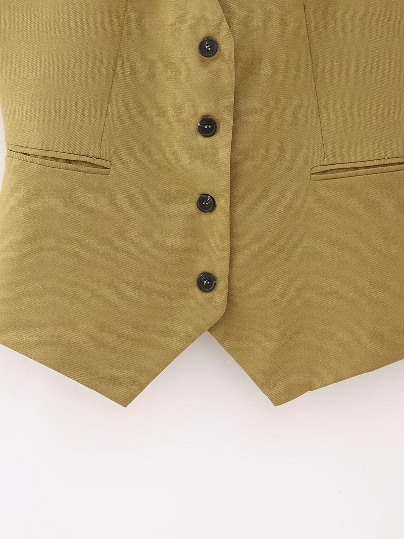 Suvine moepükstekomplekt Elegantne soliidne V-kaelusega kardiganist vest, kõrge vöökohaga püksid, kaheosaline komplekt, naiste tööpäeva ülikond 2023