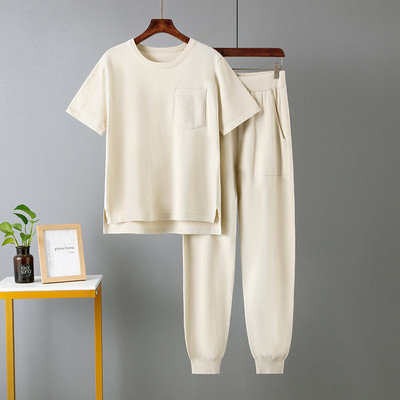 2023. aasta suvi, uued suured taskuga haaremipüksid, naiste massiivne lühikeste varrukatega särk, kaheosaline komplekt, naiste 2023. aasta vabaajamoe naisterõivad