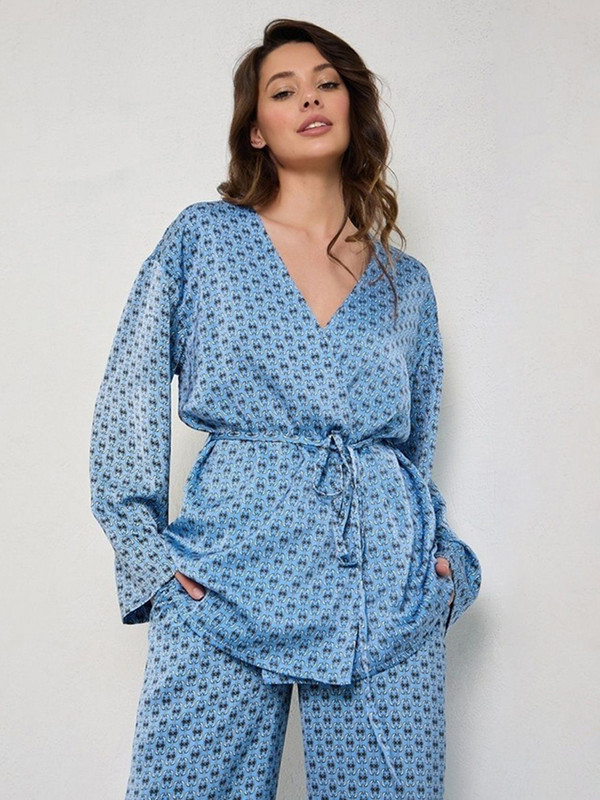 Kevadprindiga pidžaamad, 2-osalised komplektid, imitatsiooniga siidist pikkade varrukatega vöösärgid, laia säärega püksid, ülikonnad, moodne lahtised naiste koduriiete komplekt