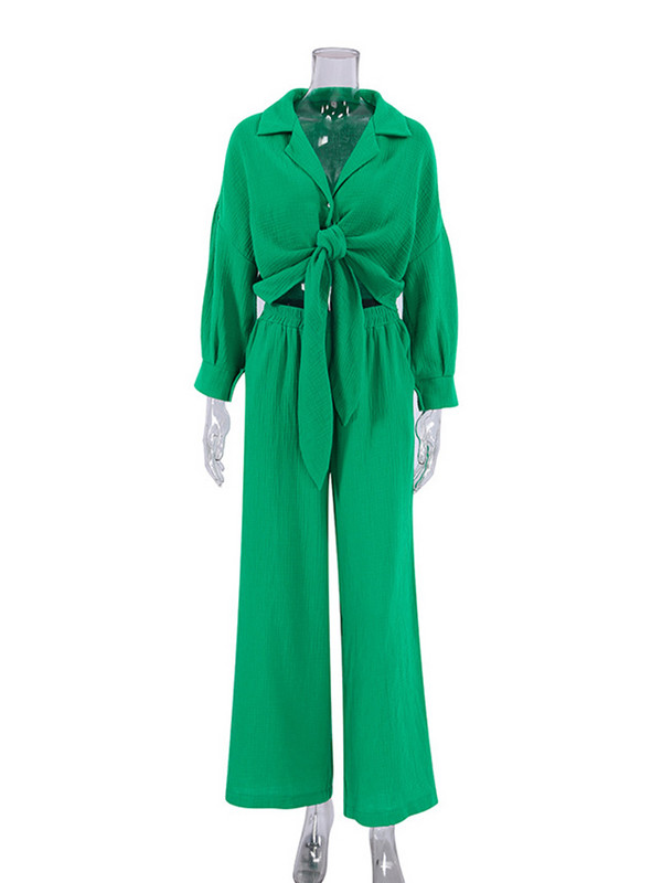 Kausaalsed lahtised koduülikonnad Sügismood Tugevad laia säärega püksid Vabad pidžaamakomplektid Vabaaja revääriga pitsilised topsid, kaheosalised komplektid naistele