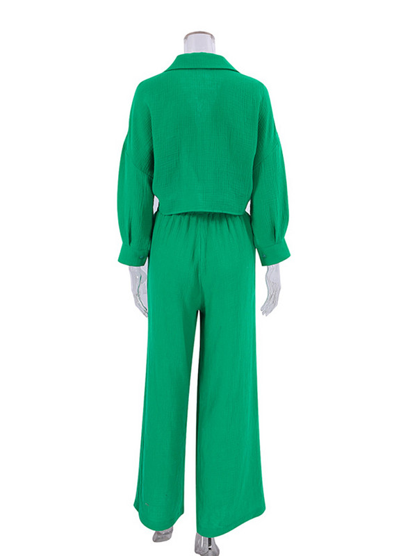 Kausaalsed lahtised koduülikonnad Sügismood Tugevad laia säärega püksid Vabad pidžaamakomplektid Vabaaja revääriga pitsilised topsid, kaheosalised komplektid naistele