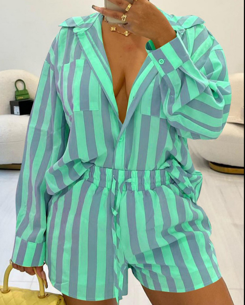 Jesen 2023., novo žensko dvodijelno kratko odijelo s dugim rukavima na preklop i kratke hlače za žene Ensemble Femme 2 Pièces