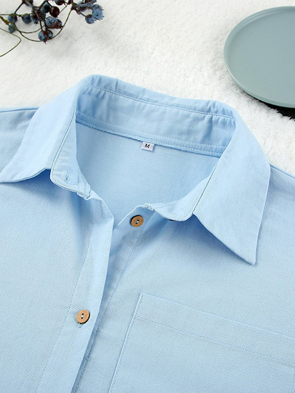 Naiste puuvillane ülisuur särk lühikesed püksid, kaheosalised pikkade varrukatega särgid ja kõrge vöökohaga lühikesed püksid, kostüümid, mood suvine mugav riietus