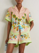 Chic print setovi od 2 komada za žene Ljetna košulja kratkih rukava na preklop i kratke hlače visokog struka Odijelo Modna ženska odjeća za odmor 2023.