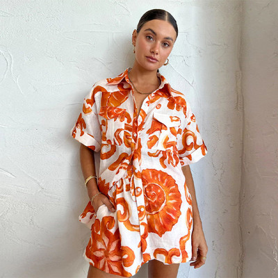 Ljetna ženska majica s otisnutim životinjama Kratko odijelo Odmor za plažu Ležerna široka ženska odijela Košulje kratkih rukava Komplet kratkih hlača s elastičnim strukom