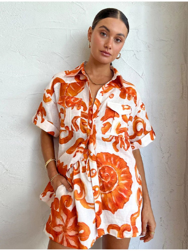 Ljetna ženska majica s otisnutim životinjama Kratko odijelo Odmor za plažu Ležerna široka ženska odijela Košulje kratkih rukava Komplet kratkih hlača s elastičnim strukom