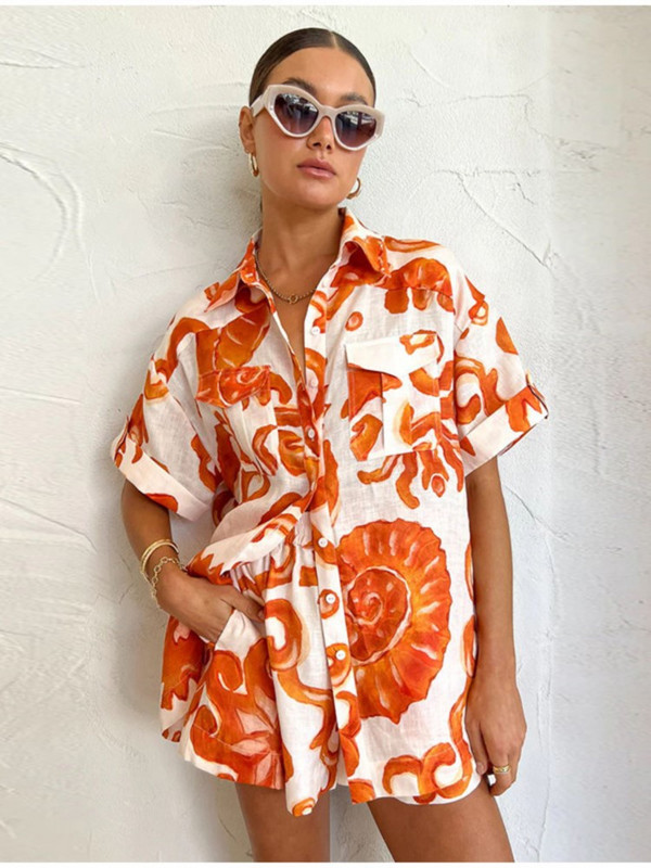 Ljetna ženska majica s otisnutim životinjama Kratko odijelo Odmor za plažu Ležerna široka ženska odijela Košulje kratkih rukava Komplet kratkih hlača s elastičnim strukom