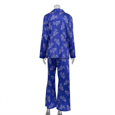 Elegantni dvodijelni kompleti s printom za žene, košulja s dugim rukavima na rever i odijelo s hlačama visokog struka, Ljeto 2023. Ženska ležerna odjeća za odmor