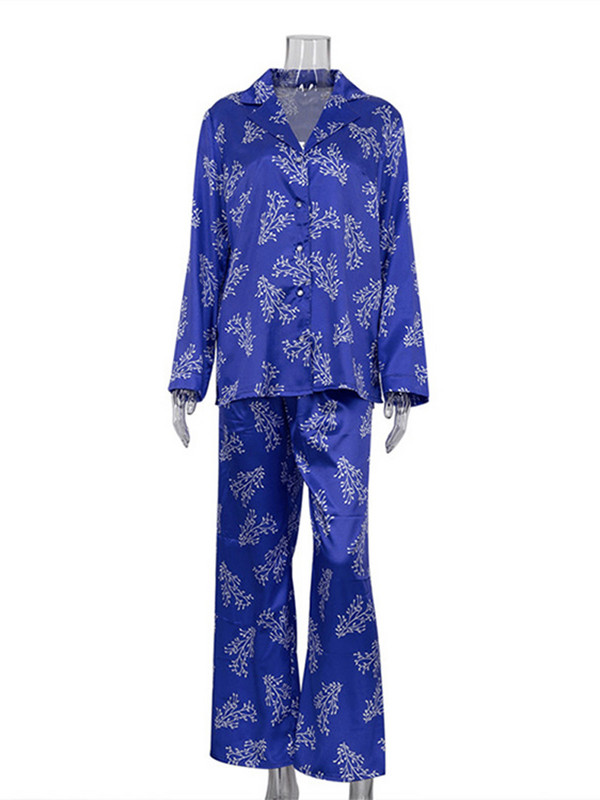 Elegantni dvodijelni kompleti s printom za žene, košulja s dugim rukavima na rever i odijelo s hlačama visokog struka, Ljeto 2023. Ženska ležerna odjeća za odmor