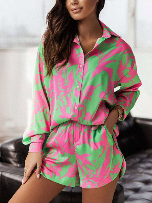 Elegantni dvodijelni set od pamučnog lana, jednoredno kopčanje i kratke hlače s visokim strukom, Ljetna ležerna ženska uredska odjeća