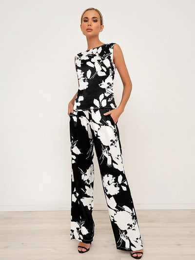 Modni satenski set od 2 dijela za žene, seksi bluza bez leđa na vezanje i odijelo s hlačama visokog struka Nova elegantna odjeća za putovanje na posao 2023.