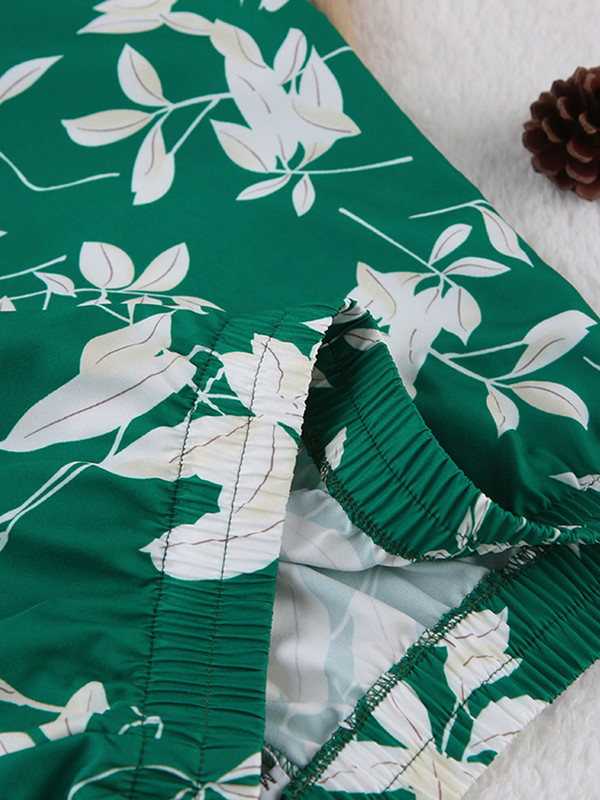 Ženska šik pidžama s printom lišća, kompleti od 2 komada, košulja s jednim kopčanjem i odijela s hlačama visokog struka, modna ženska odjeća za 2023.