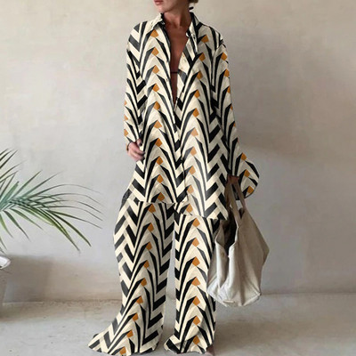 Ljetna moda Široke majice dugih rukava s printom Ravne hlače Dvodijelna odijela Nova ulična odjeća Ženska zimska Elegantna za putovanje na posao