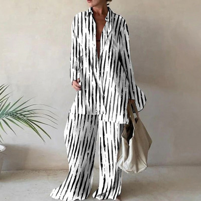 Ljetna moda Široke majice dugih rukava s printom Ravne hlače Dvodijelna odijela Nova ulična odjeća Ženska zimska Elegantna za putovanje na posao