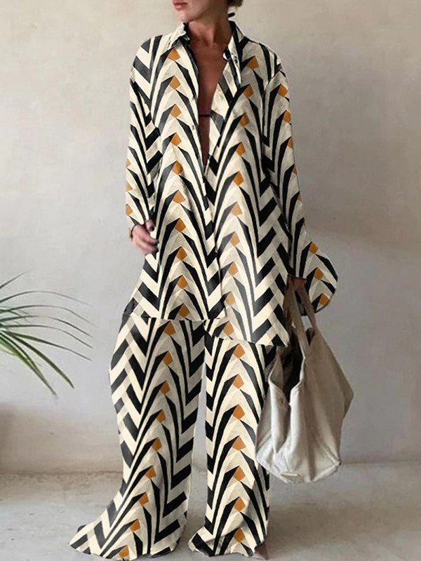 Ljetna moda Široke majice dugih rukava s printom Ravne hlače Dvodijelna odijela Nova ulična odjeća Ženska zimska Elegantna za putovanje na posao