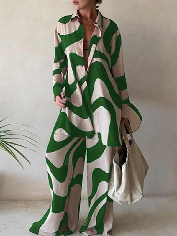Ljetna moda Široke majice dugih rukava s printom Ravne hlače Dvodijelna odijela Nova ulična odjeća Ženska zimska Elegantna za putovanje na posao