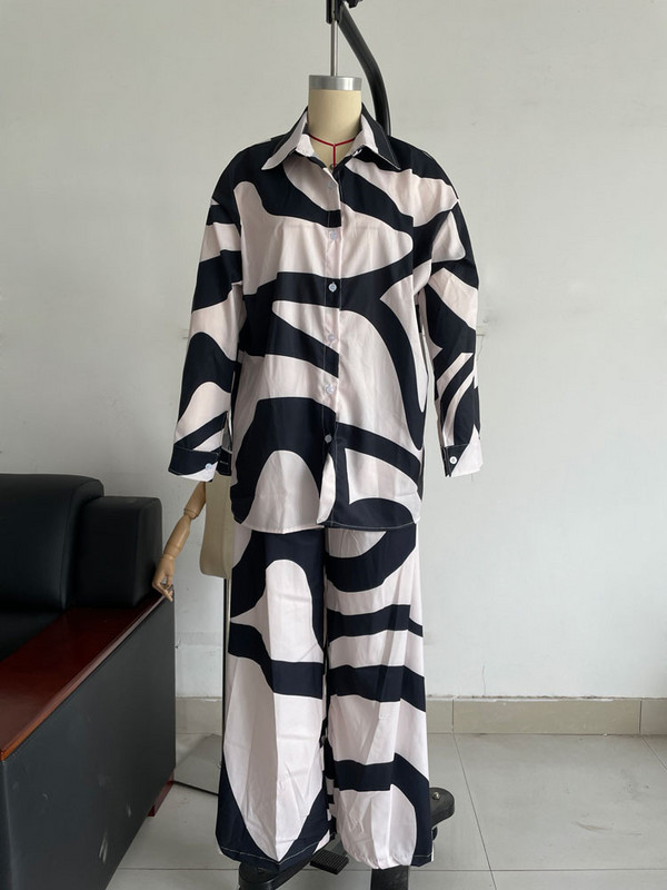 Ljetna moda Široke majice dugih rukava s printom Ravne hlače Dvodijelna odijela Nova ulična odjeća Ženska zimska Elegantna za putovanje na posao