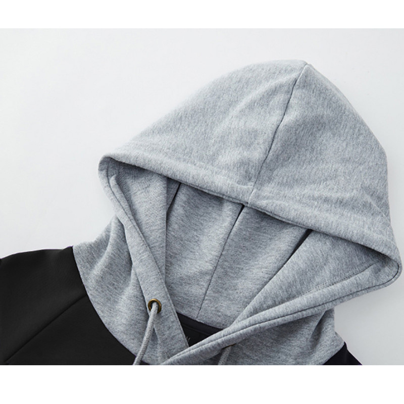 Muške crne oversize majice s kapuljačom Proljetne muške majice s dugim rukavima Hip Hop ulična odjeća Ležerni pulover Patchwork majice s kapuljačom