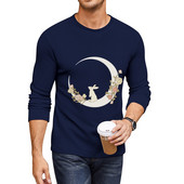 Duga majica New Moon Rabbit Majica za dječaka obična majica majice muška estetska odjeća muške šampionske majice