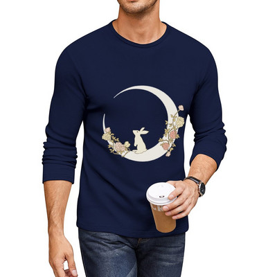 Duga majica New Moon Rabbit Majica za dječaka obična majica majice muška estetska odjeća muške šampionske majice