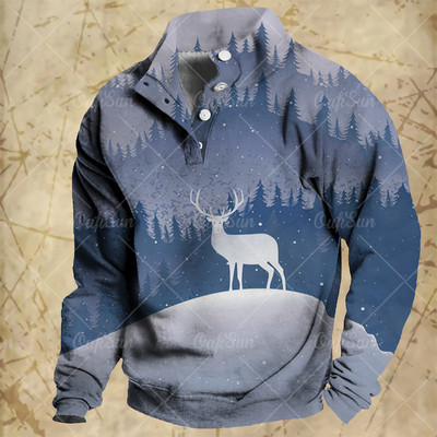 Sügisene meeste nööbid kapuuts Mood pikkade varrukatega ülisuured riided jõulud lumememm vabaaja kampsun Vintage kapuutsid meestele