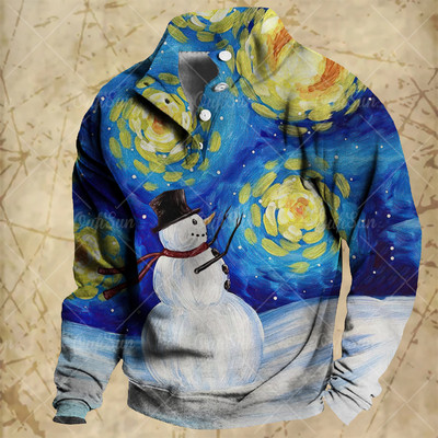 Sügisene meeste nööbid kapuuts Mood pikkade varrukatega ülisuured riided jõulud lumememm vabaaja kampsun Vintage kapuutsid meestele