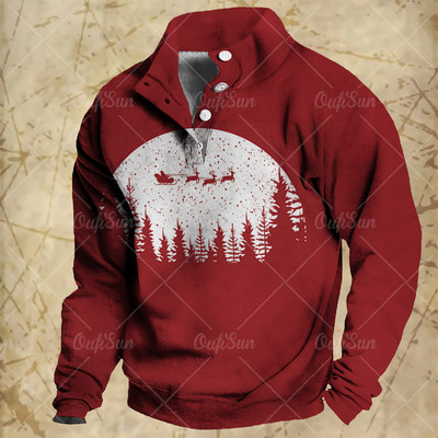 Sügisene meeste nööbid kapuuts Mood pikkade varrukatega ülisuured riided jõulud lumememm vabaaja kampsun Vintage kapuutsid meestele