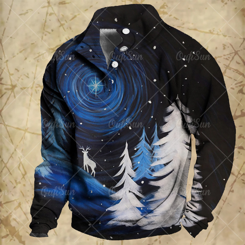 Sügisene meeste nööbid kapuuts Mood pikkade varrukatega ülisuured riided jõulud lumememm vabaaja kampsun Vintage kapuutsid meestele