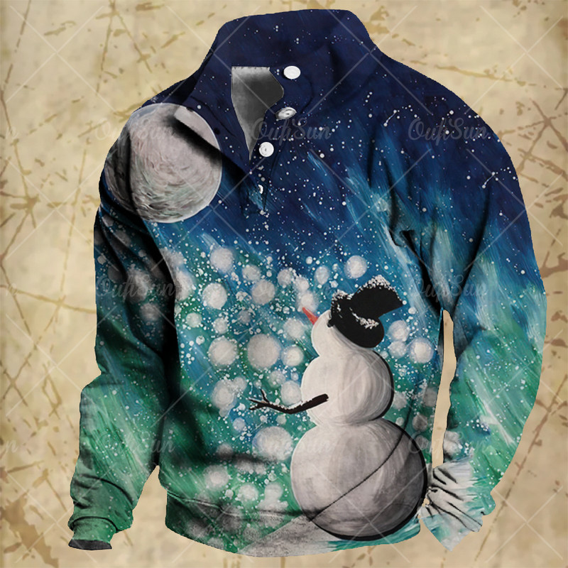 Sügisene meeste nööbid kapuuts Mood pikkade varrukatega ülisuured riided jõulud lumememm vabaaja kampsun Vintage kapuutsid meestele