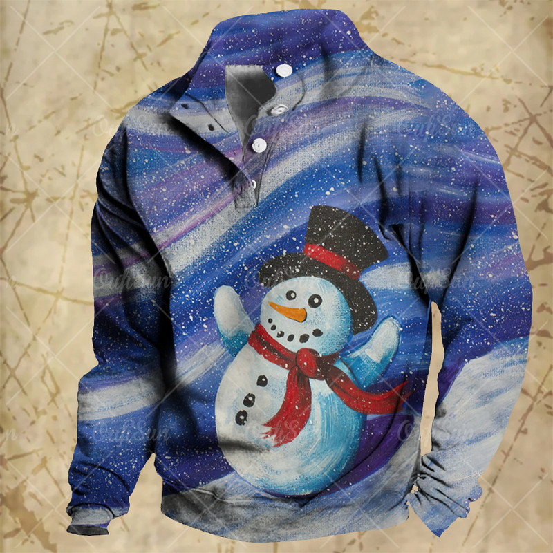 Sügisene meeste nööbid kapuuts Mood pikkade varrukatega ülisuured riided jõulud lumememm vabaaja kampsun Vintage kapuutsid meestele