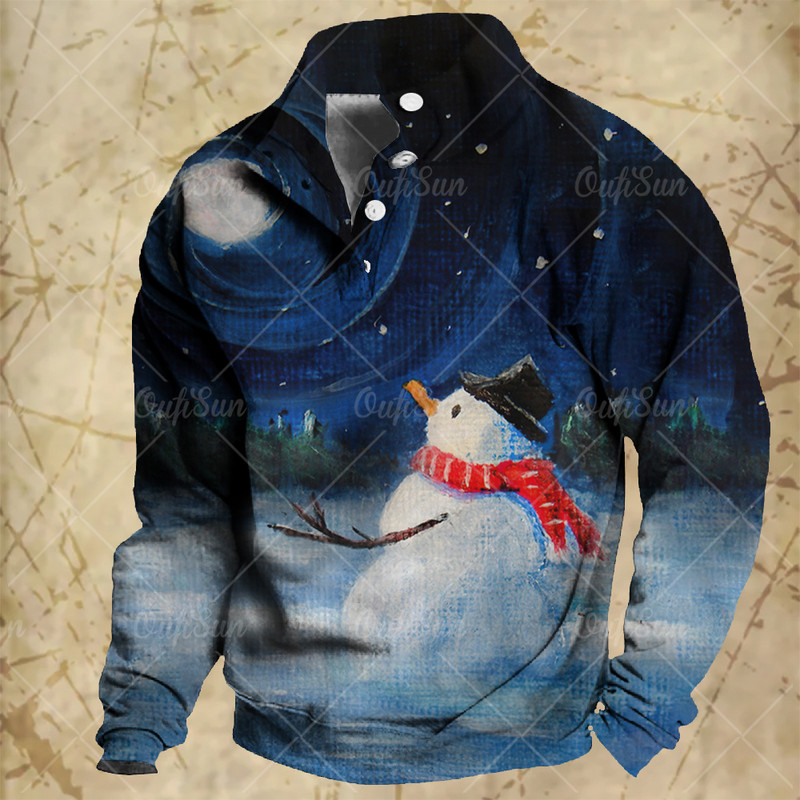 Sügisene meeste nööbid kapuuts Mood pikkade varrukatega ülisuured riided jõulud lumememm vabaaja kampsun Vintage kapuutsid meestele