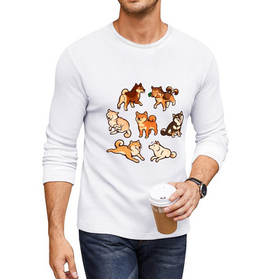 Νέα shibes σε μπλε Μακρύ T-Shirt plus size μπλουζάκια αισθητικά ρούχα γραφικό t-shirt Υπερμεγέθη μπλουζάκι Ανδρικό t-shirt
