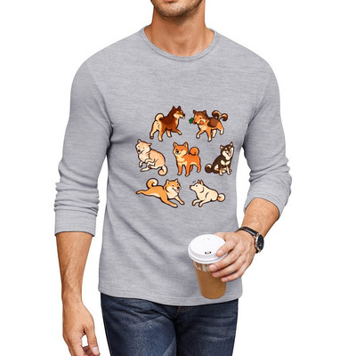 Νέα shibes σε μπλε Μακρύ T-Shirt plus size μπλουζάκια αισθητικά ρούχα γραφικό t-shirt Υπερμεγέθη μπλουζάκι Ανδρικό t-shirt