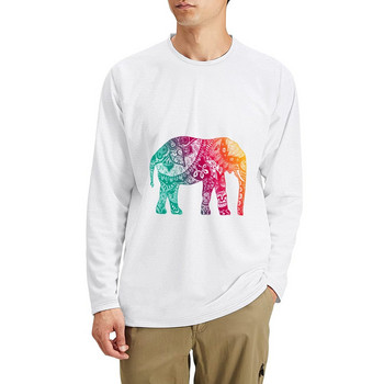 New Warm Elephant Long T-Shirt Ризи Тениски с графики Празни тениски Реколта тениска Големи размери Тениски Тениски за мъже памук