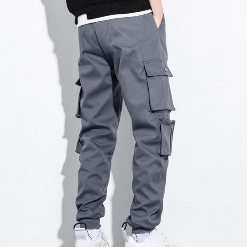 Muške hlače Jednobojne višestruke džepove Elastični struk s vezicom Jesenske hlače Cargo hlače otporne na habanje