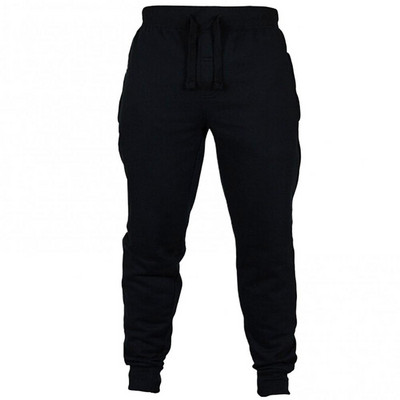 Ανδρικό μονόχρωμο φθινοπωρινό και χειμώνα με κορδόνι περίσφιξης με λουράκι αστραγάλου με δύο τσέπες, εύκαμπτο μη στενό παντελόνι με επίδεσμο αθλητικό παντελόνι