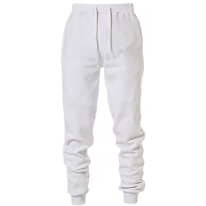 Ανδρικό μονόχρωμο φθινοπωρινό και χειμώνα με κορδόνι περίσφιξης με λουράκι αστραγάλου με δύο τσέπες, εύκαμπτο μη στενό παντελόνι με επίδεσμο αθλητικό παντελόνι