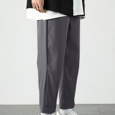 Ανδρικό μονόχρωμο ίσιο παντελόνι Μαλακό ελαστικό κορδόνι στη μέση Παντελόνι oversize Φούτερ Παντελόνι μεσαίου ύψους ελαστικό στη μέση casual παντελόνι
